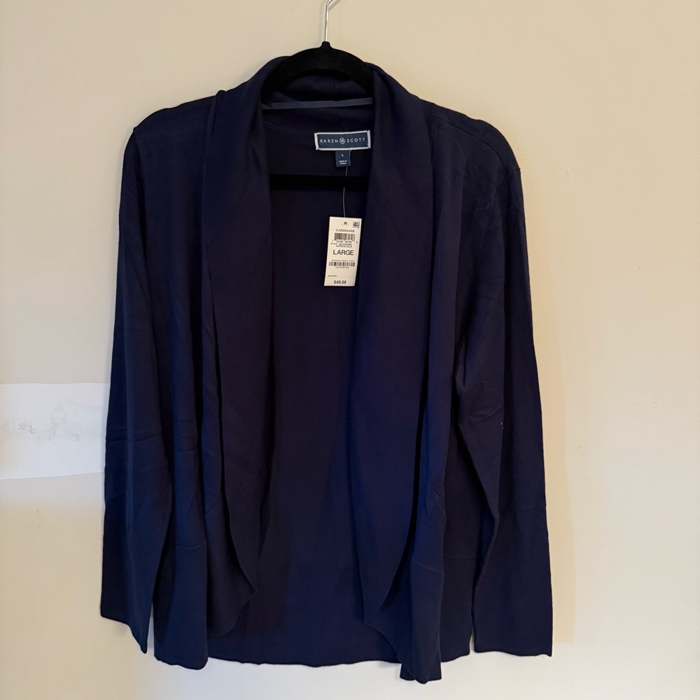 Karen Scott Women's Navy Cardigan NWT Size Large